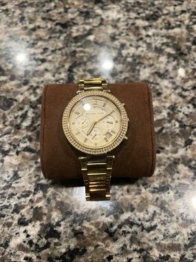 Michael Kors Gold Tone Crystal Accent Watch